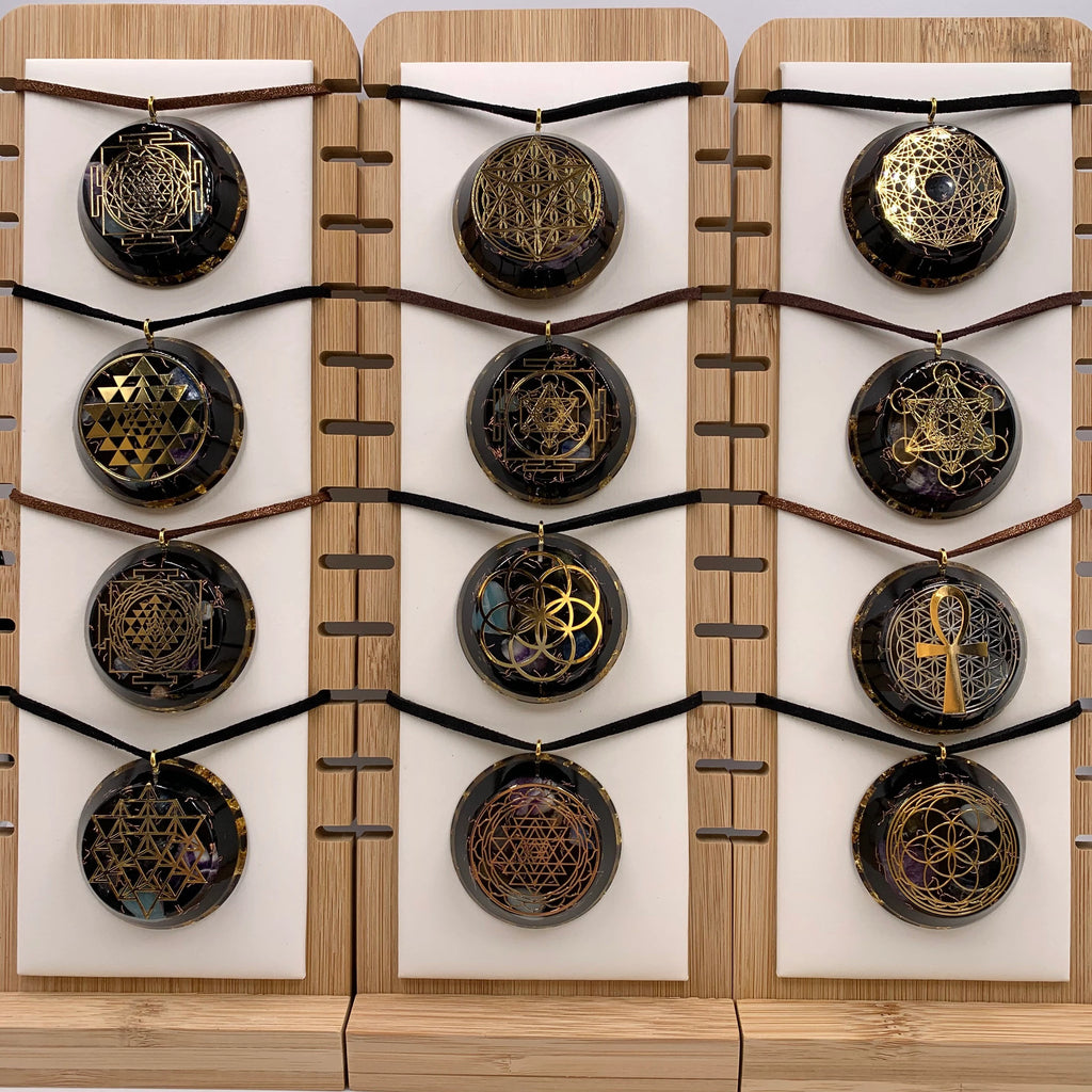 Eternal Lotus Orgonite Pendant with Elite Shungite – Sacred Geometry Necklace with 24k Gold Leaf