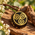 Triskelion Orgonite Pendant with Elite Shungite – Sacred Geometry Necklace with 24k Gold Leaf