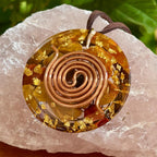 Navajo Jasper Orgonite Pendant with Elite Shungite – Sacred Geometry Necklace with 24k Gold Leaf