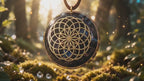 Eternal Lotus Orgonite Pendant with Elite Shungite – Sacred Geometry Necklace with 24k Gold Leaf