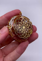 Navajo Jasper Orgonite Pendant with Elite Shungite – Sacred Geometry Necklace with 24k Gold Leaf
