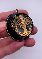 Tree of Life Orgonite Pendant with Elite Shungite – Sacred Geometry Necklace with 24k Gold Leaf